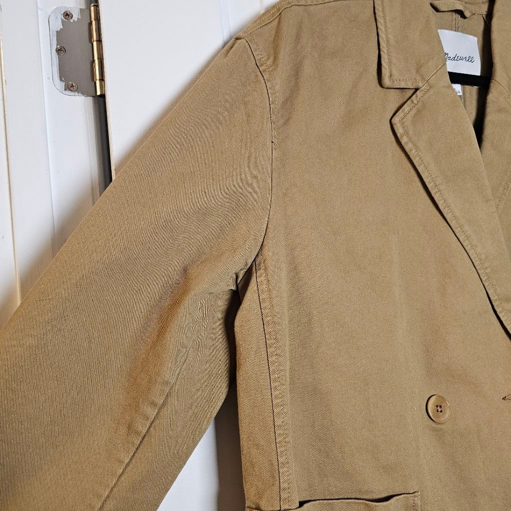 Madewell LG blazer style denim jacket, khaki/tan, boxy cut - Picture 4 of 14
